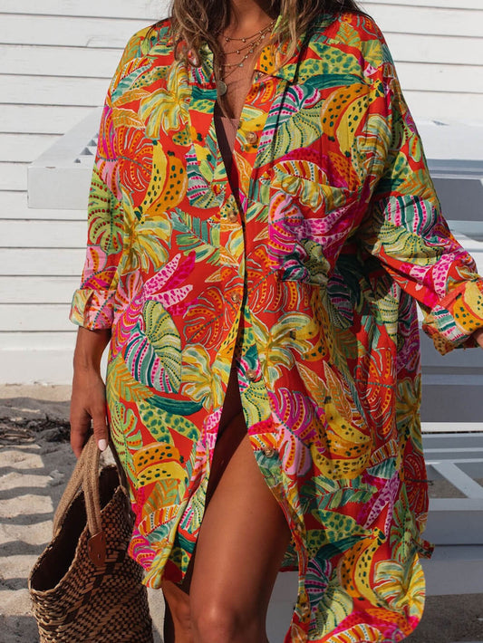 Leslie - Bedrucktes Button-Down Maxikleid