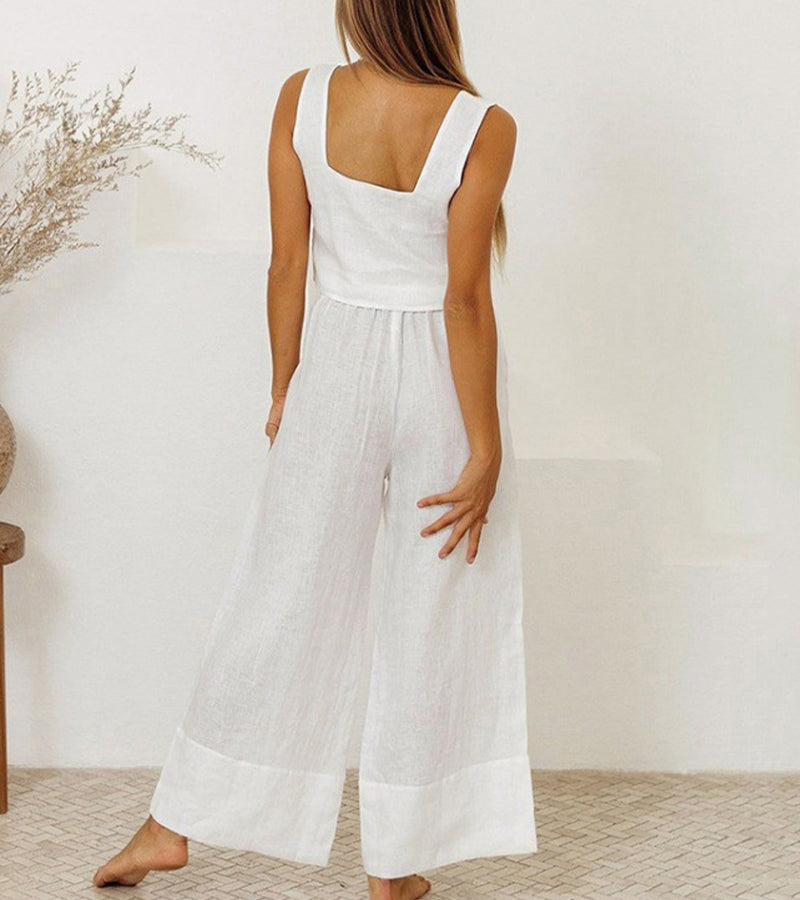 Megan - Minimalistisches Top und Weitbeinige Hose Set