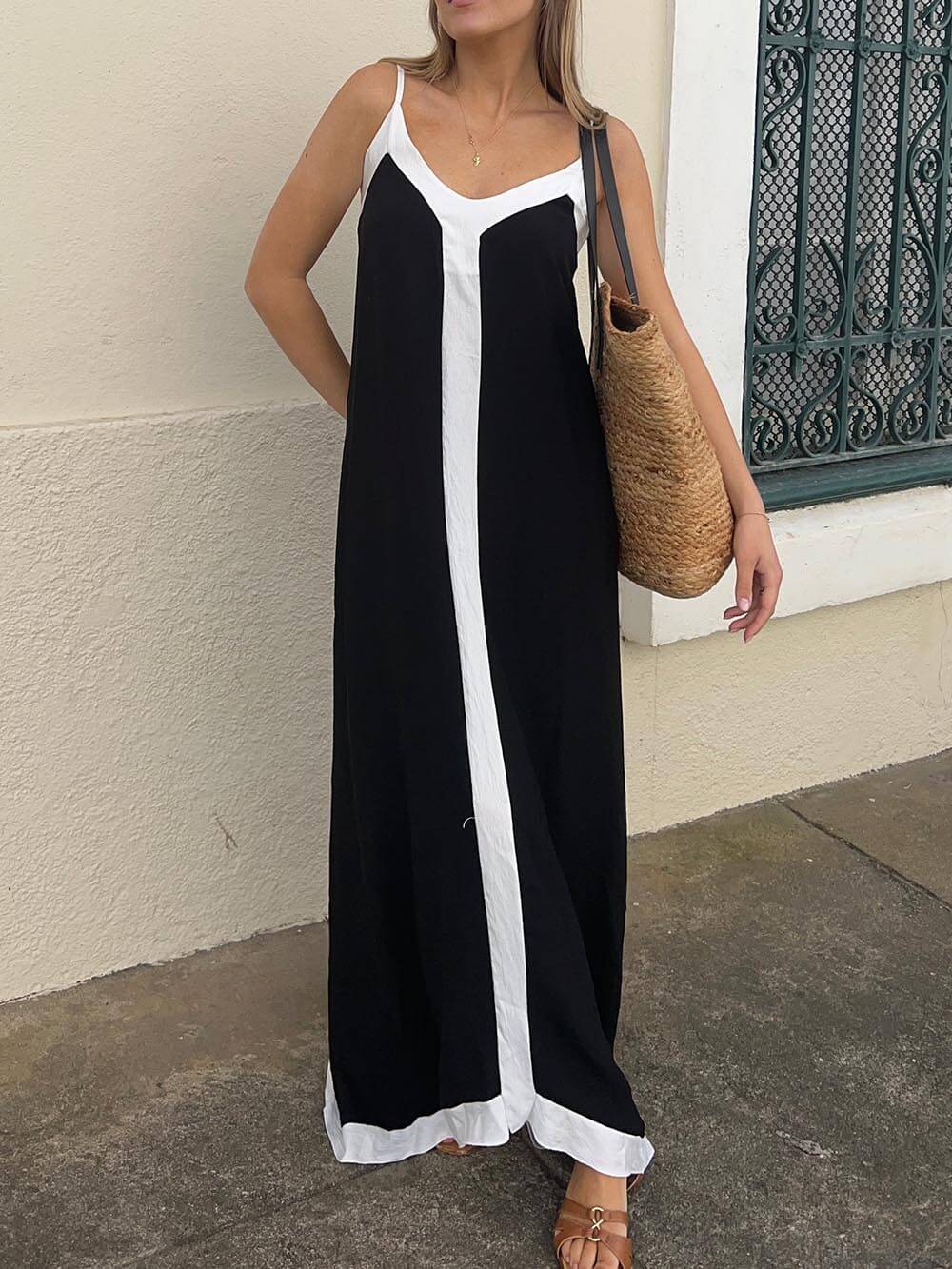 Maxine - Weisses, ärmelloses Maxikleid