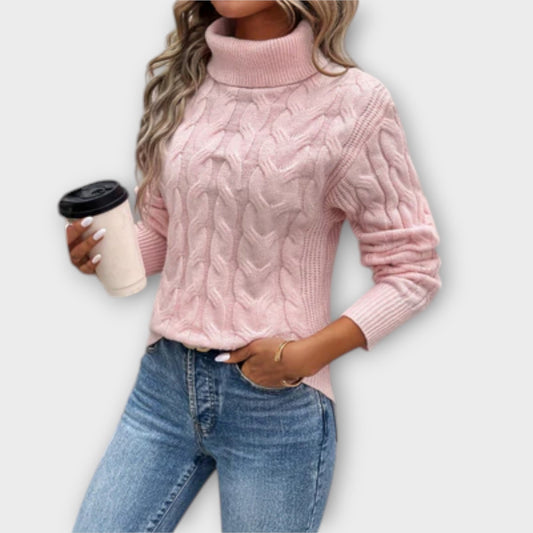 Schwarzer Rollkragenpullover Damen-1