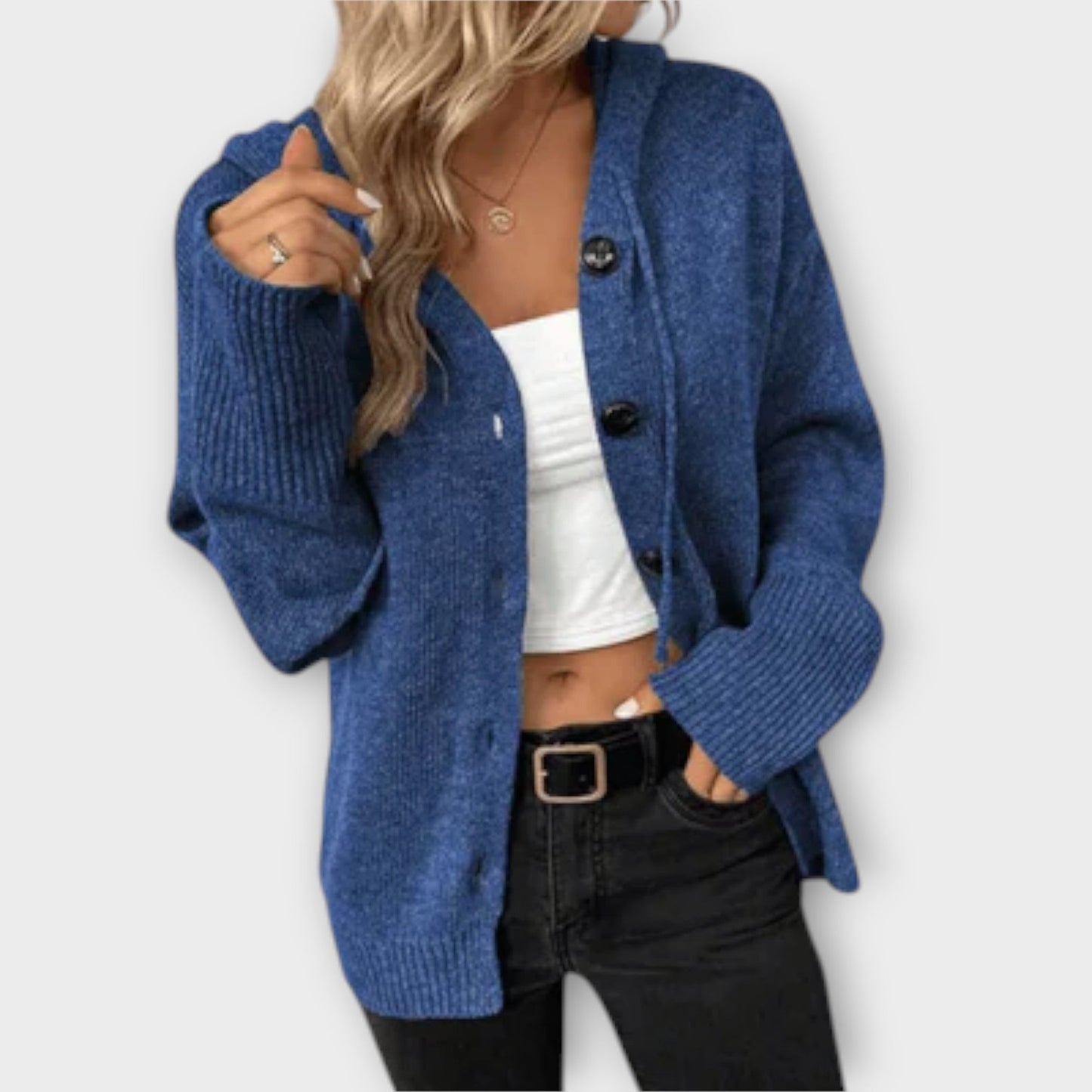 Variant image for Strickjacke Damen Lang Mit Knöpfen-12