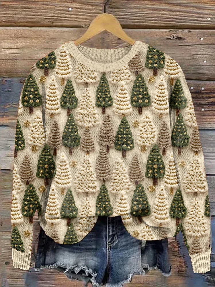 Mia | Warmer, gemütlicher Pullover mit Weihnachtsbäumen