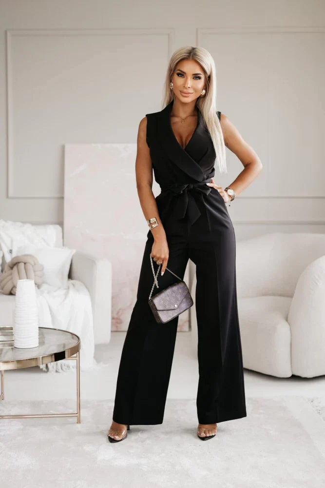 Avery | V-Ausschnitt Fließender Jumpsuit