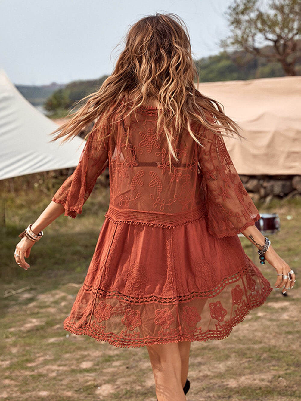 Molly - Lockere V-Ausschnitt Mini-Kleid