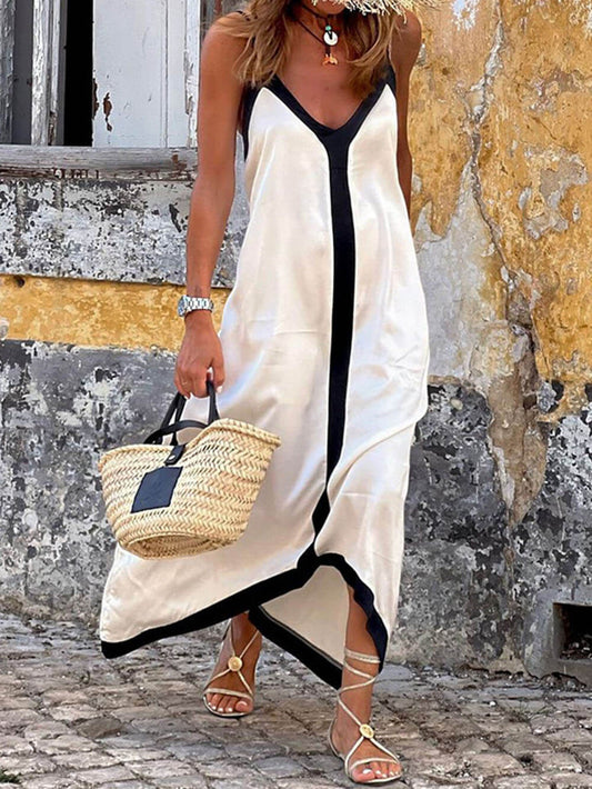 Maxine - Weisses, ärmelloses Maxikleid