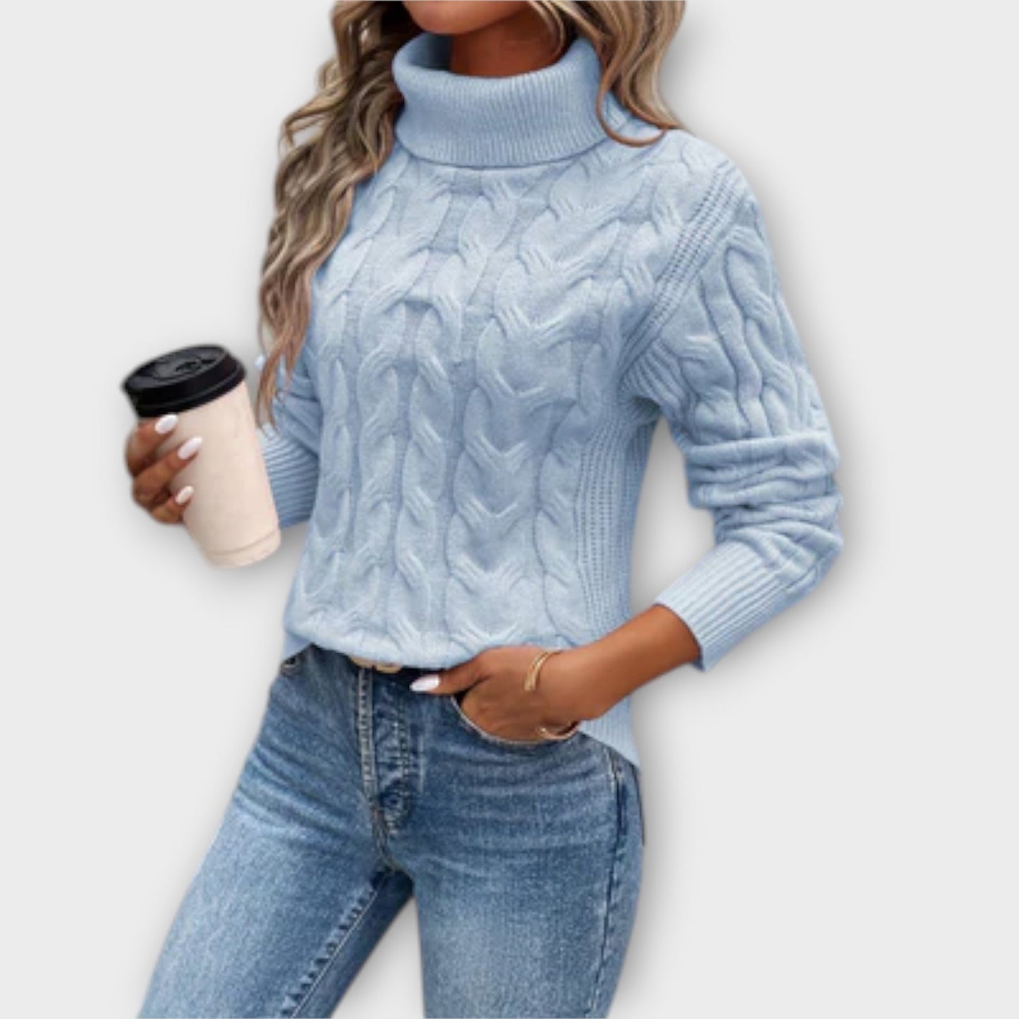 Variant image for Schwarzer Rollkragenpullover Damen-4