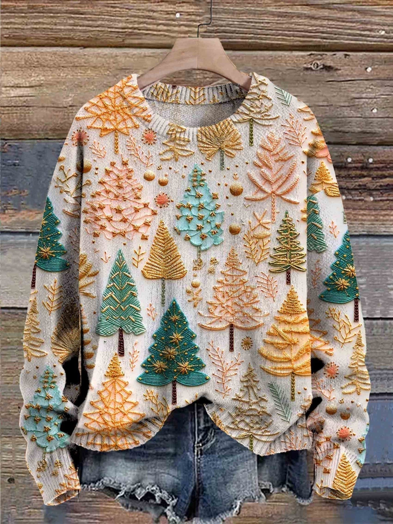 Mia | Warmer, gemütlicher Pullover mit Weihnachtsbäumen
