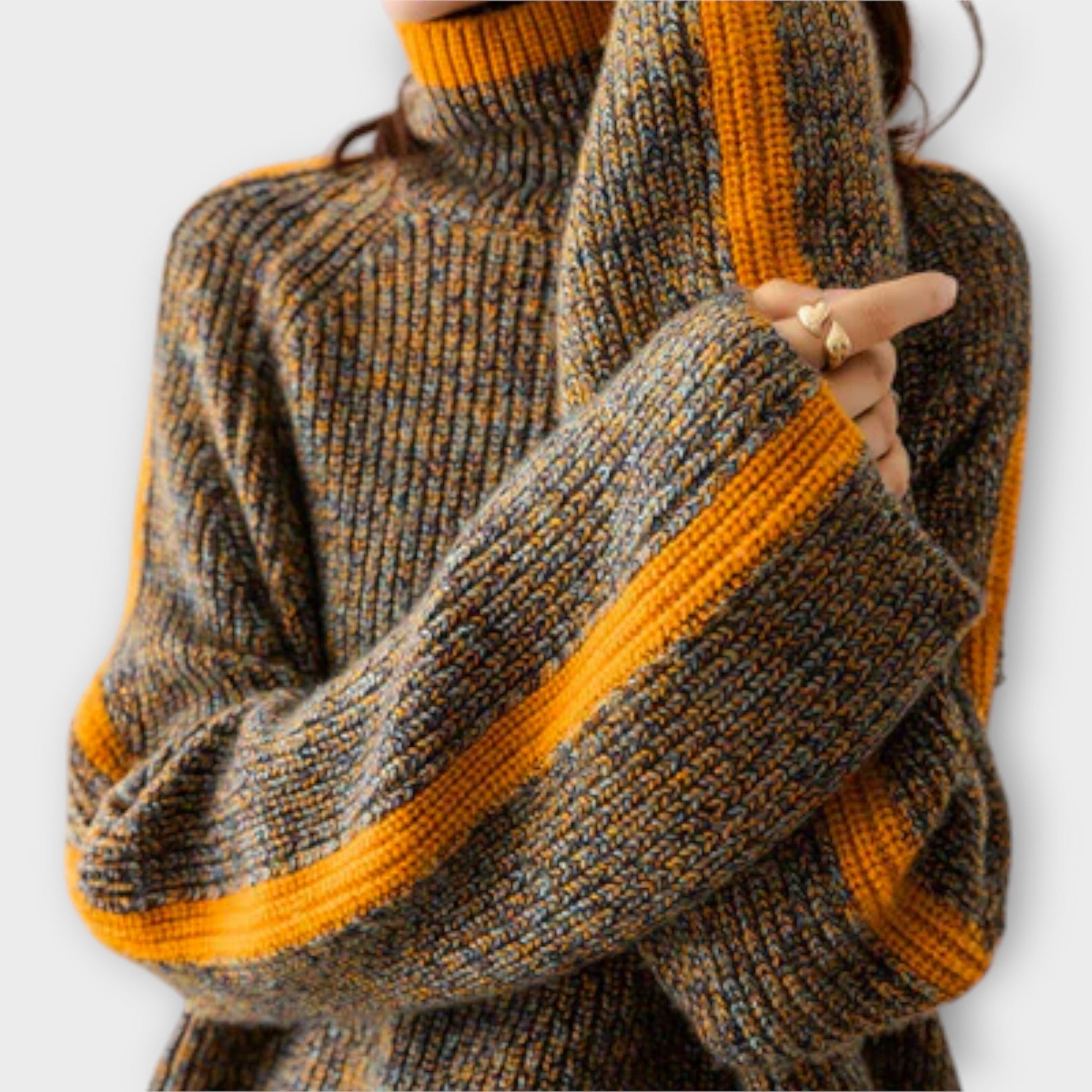 Schwarzer Rollkragenpullover Damen-1