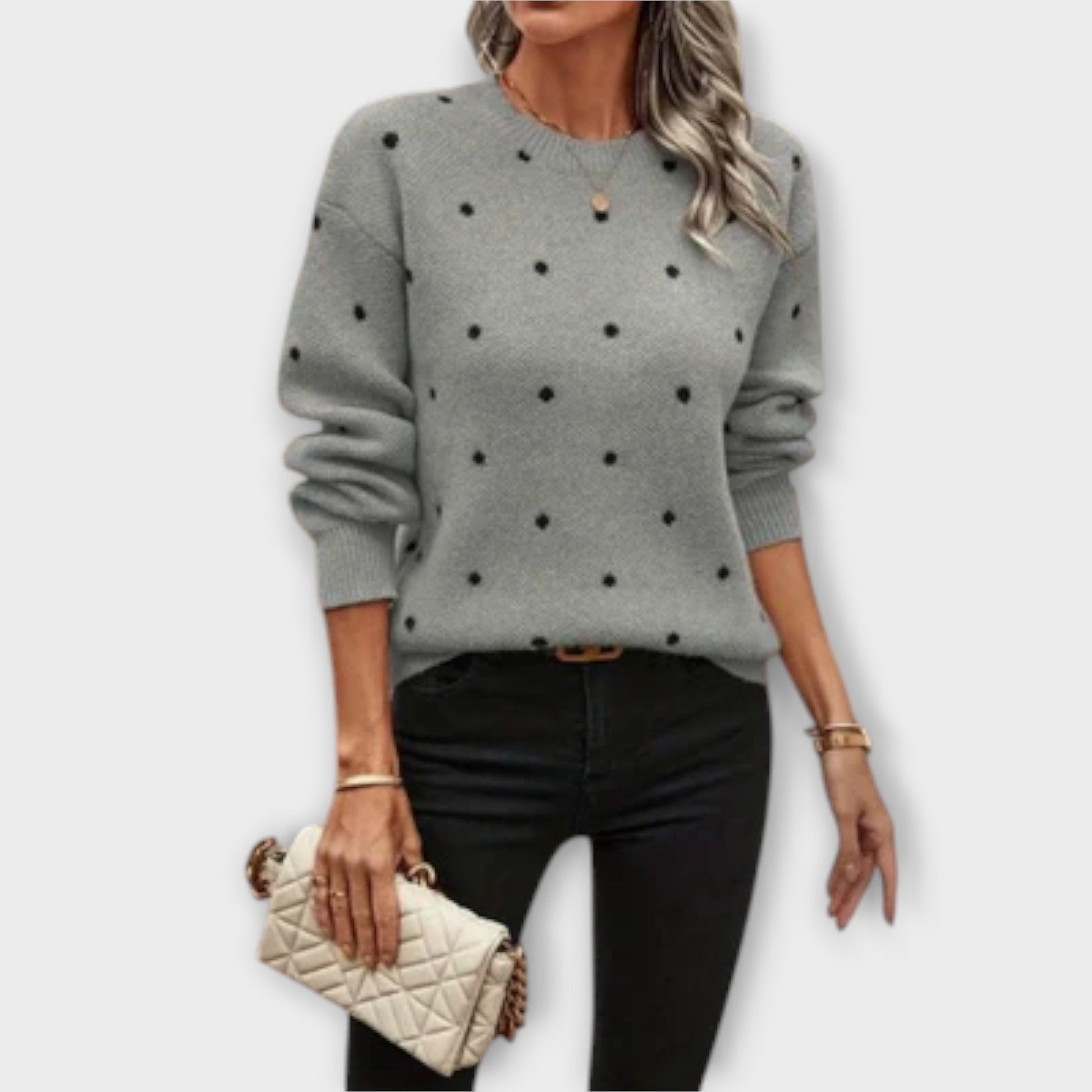 Damenpullover Langarm Mit Tupfen-3