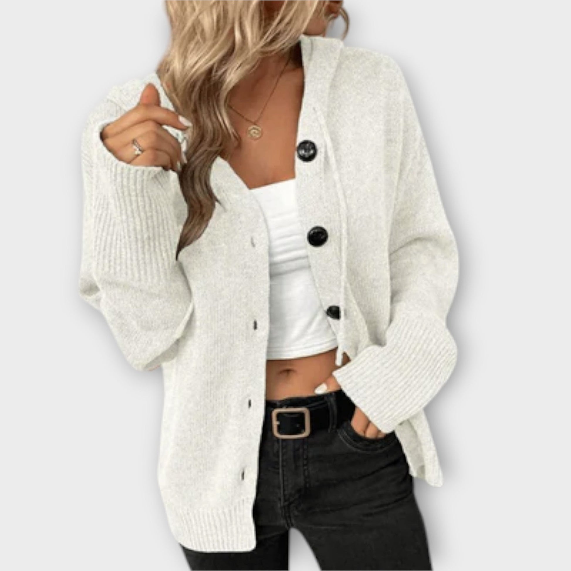 Strickjacke Damen Lang Mit Knöpfen-5