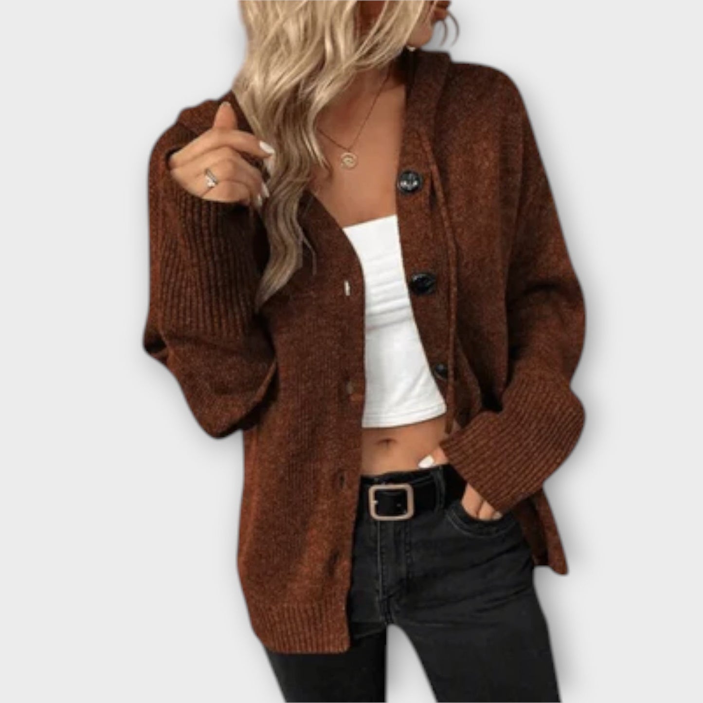 Variant image for Strickjacke Damen Lang Mit Knöpfen-24