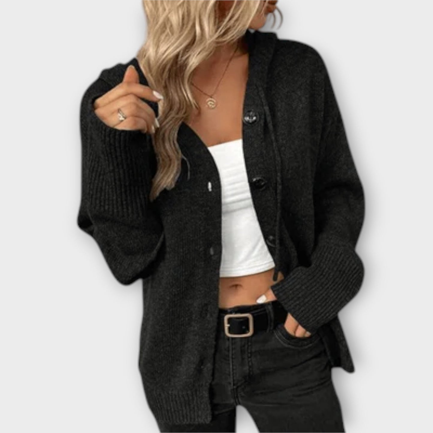 Variant image for Strickjacke Damen Lang Mit Knöpfen-28