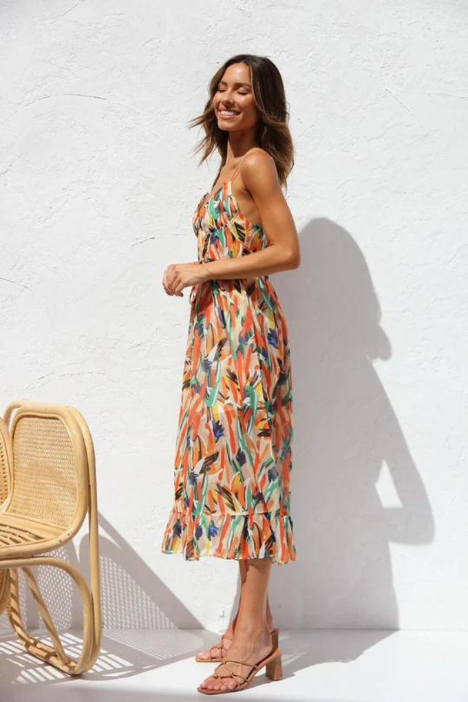 Donna | Auffälliges, Farbenfrohes Midikleid