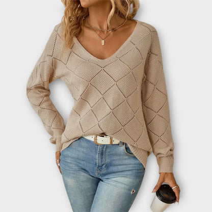 Eleganter Damenpullover Langarm Baumwolle-3