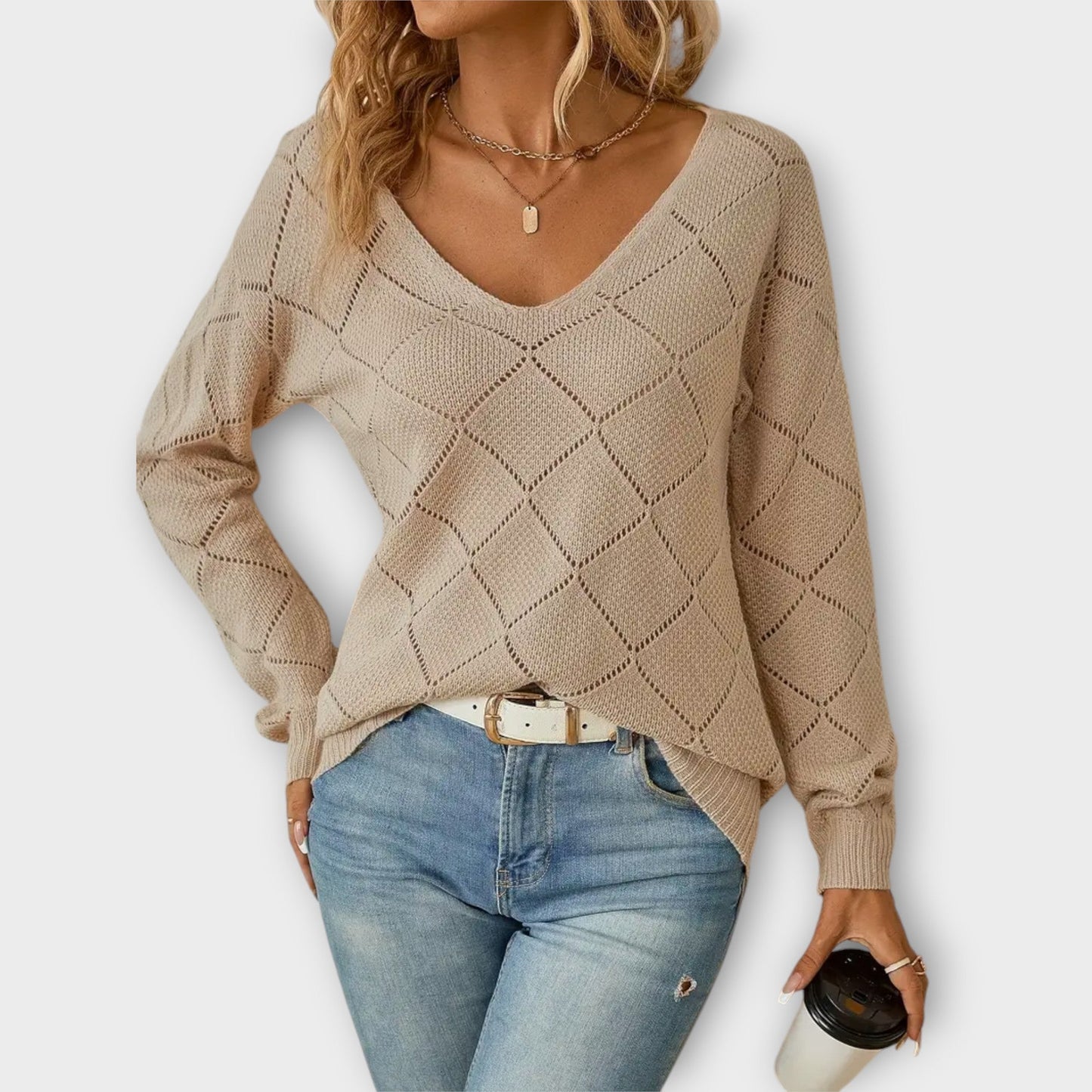 Variant image for Eleganter Damenpullover Langarm Baumwolle-3