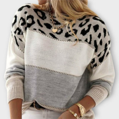 Damenpullover Langarm - Modischer Leo-Print Für Kalte Tage-3