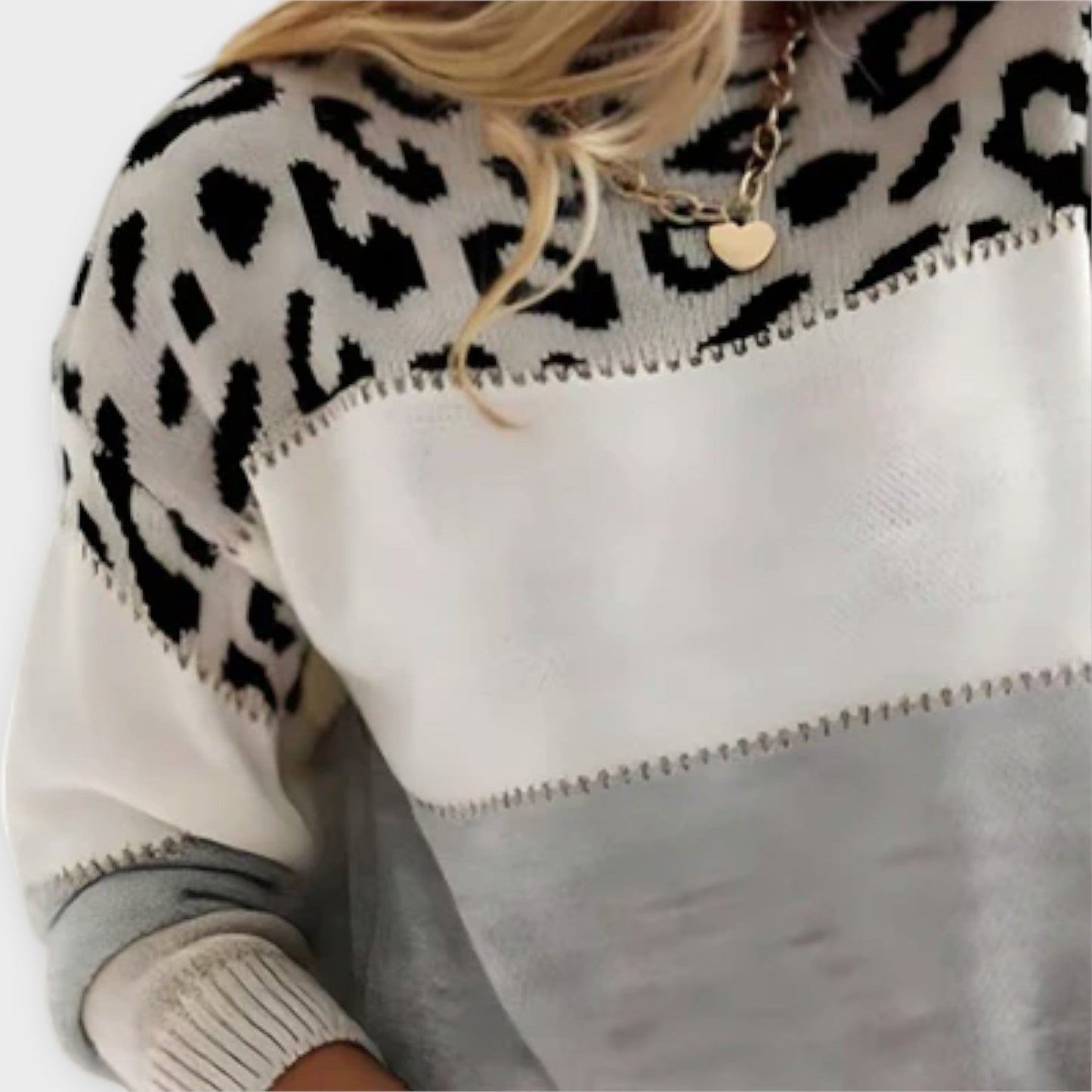 Damenpullover Langarm - Modischer Leo-Print Für Kalte Tage-2
