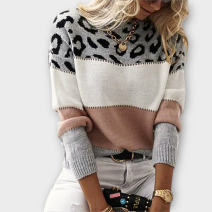 Damenpullover Langarm - Modischer Leo-Print Für Kalte Tage-4