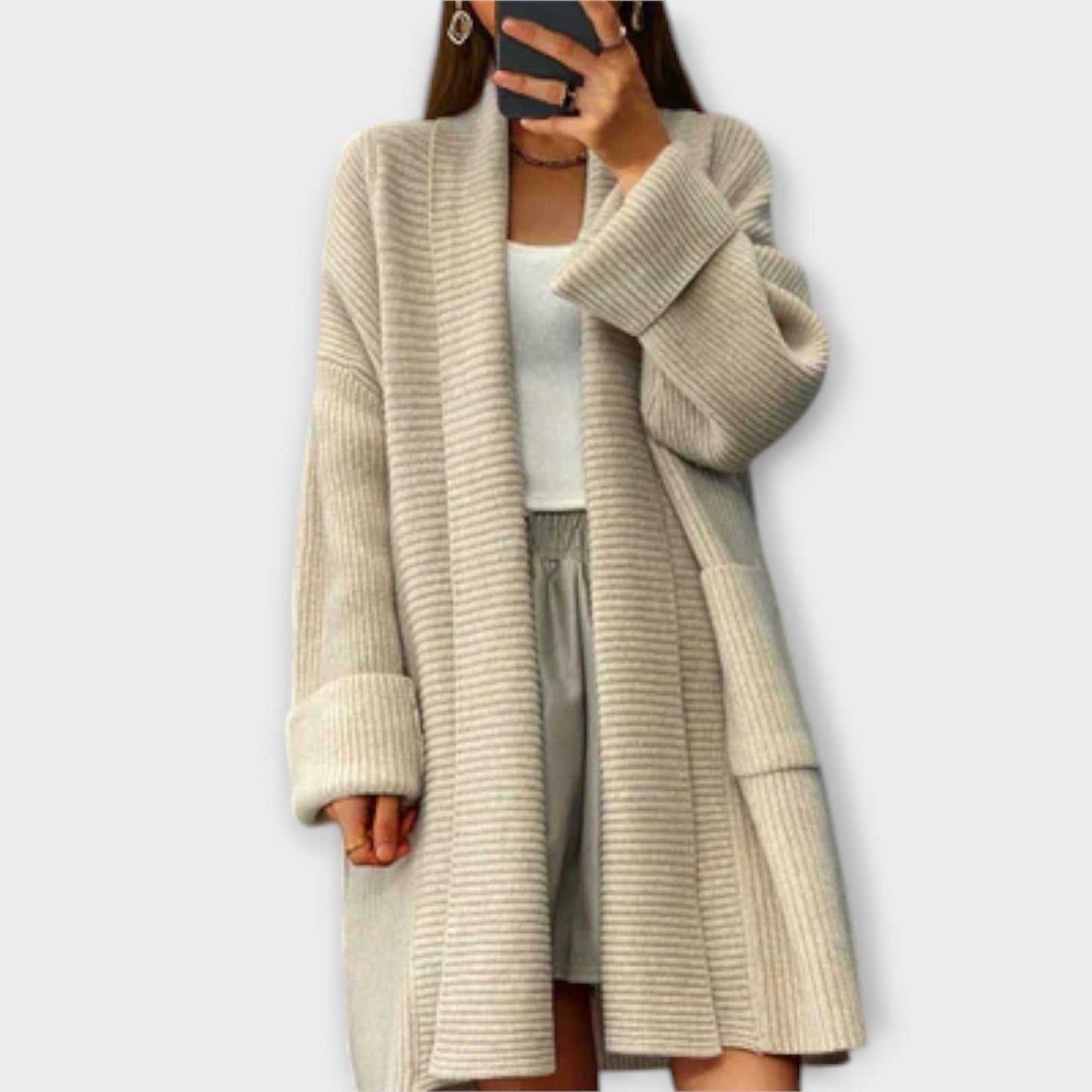 Elegante Strickjacke Damen Lang-1