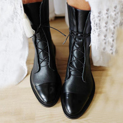 Premium Lederstiefel Damen Schwarz-3