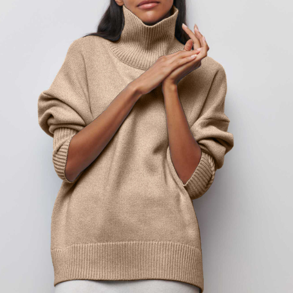 Schwarzer Rollkragenpullover Damen-4