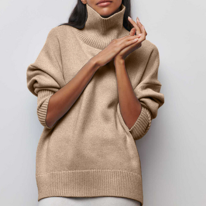 Schwarzer Rollkragenpullover Damen-4