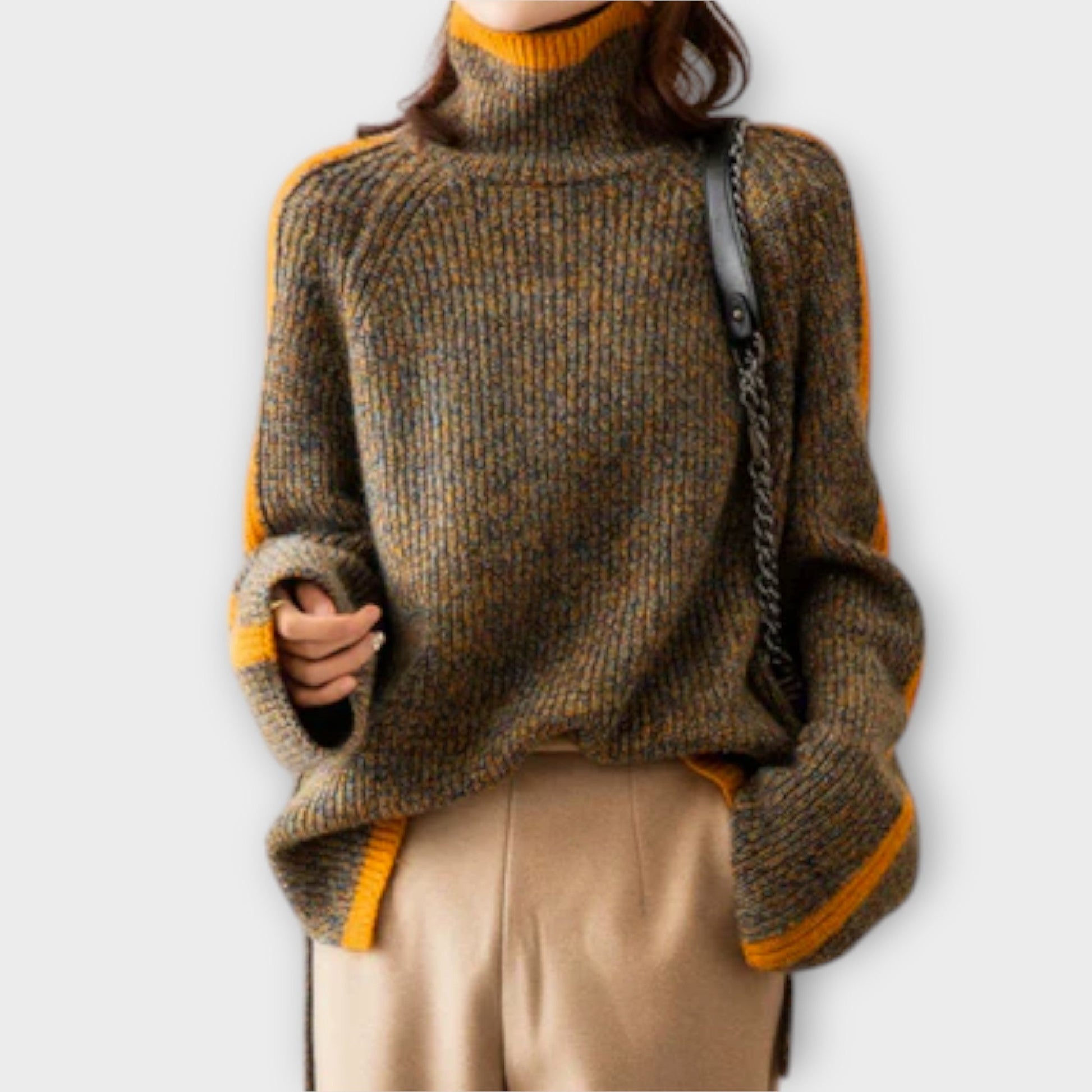 Schwarzer Rollkragenpullover Damen-3