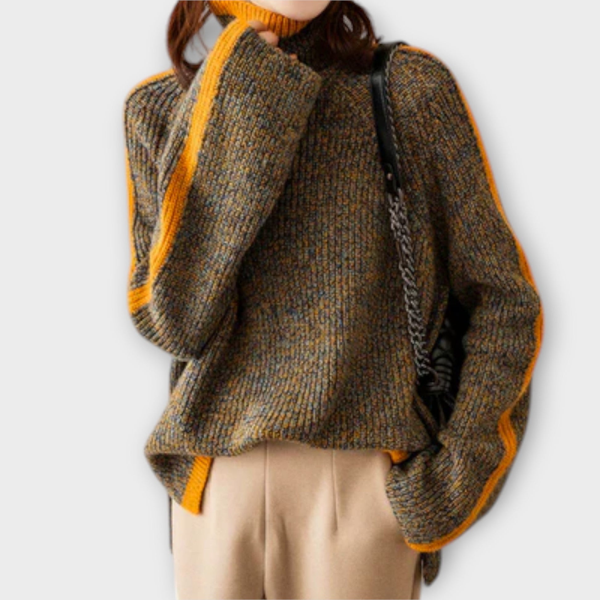 Schwarzer Rollkragenpullover Damen-5