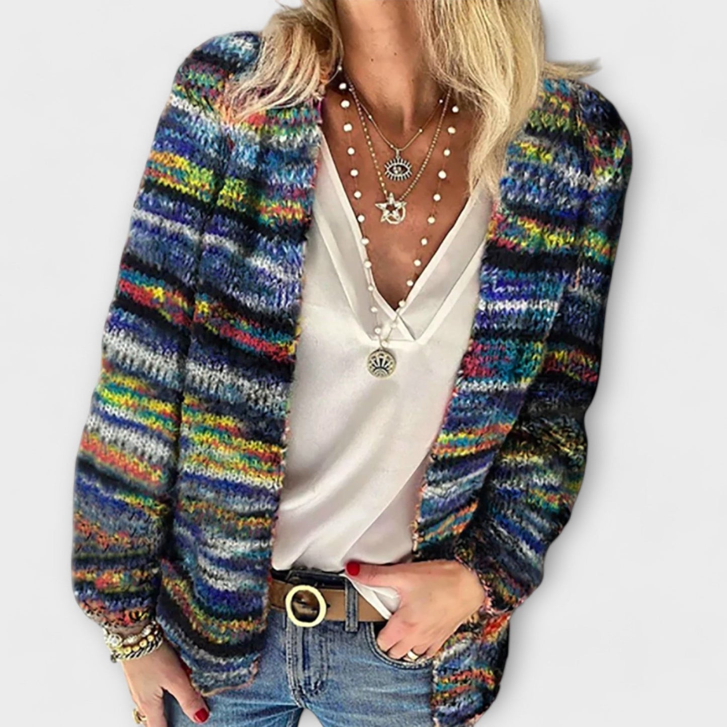 Variant image for Lebhafte Strickjacke Damen Lang-7