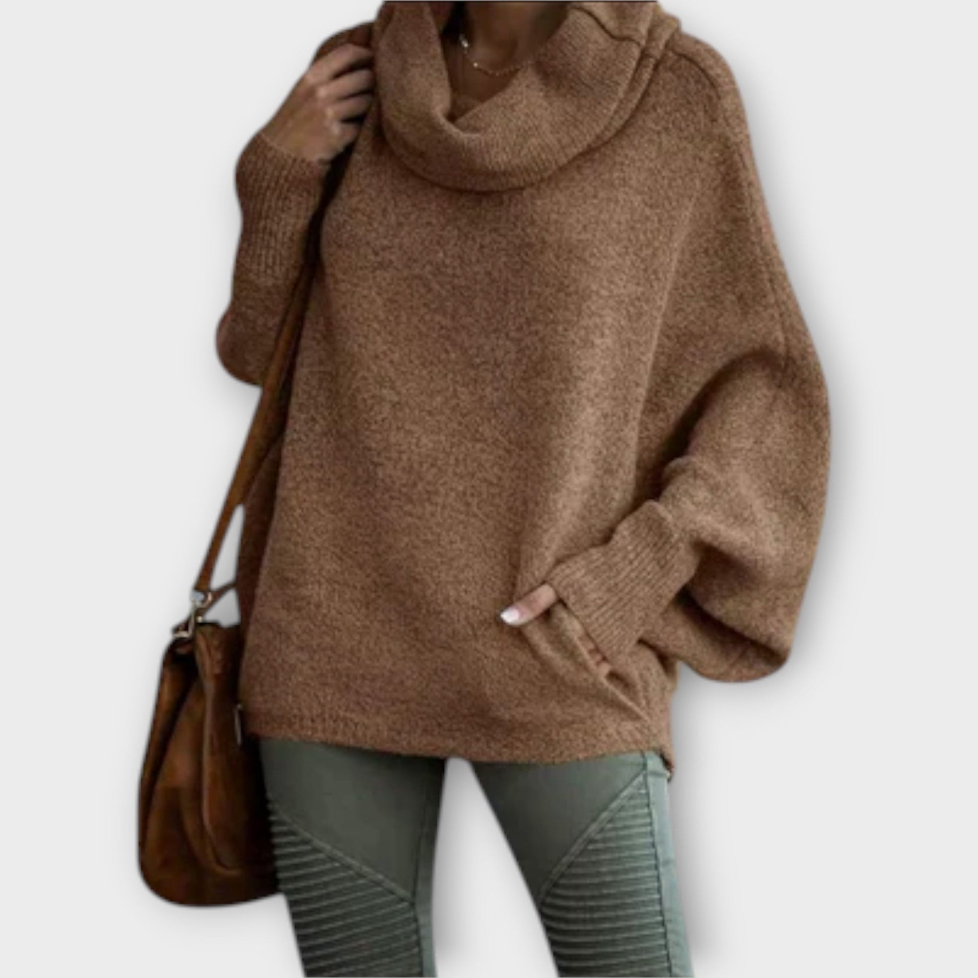 Eleganter Damenpullover Langarm Schildpatt-1
