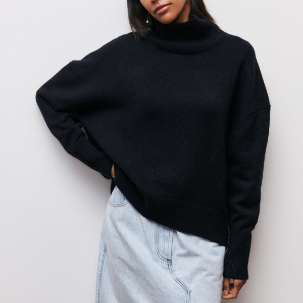Variant image for Schwarzer Rollkragenpullover Damen-17