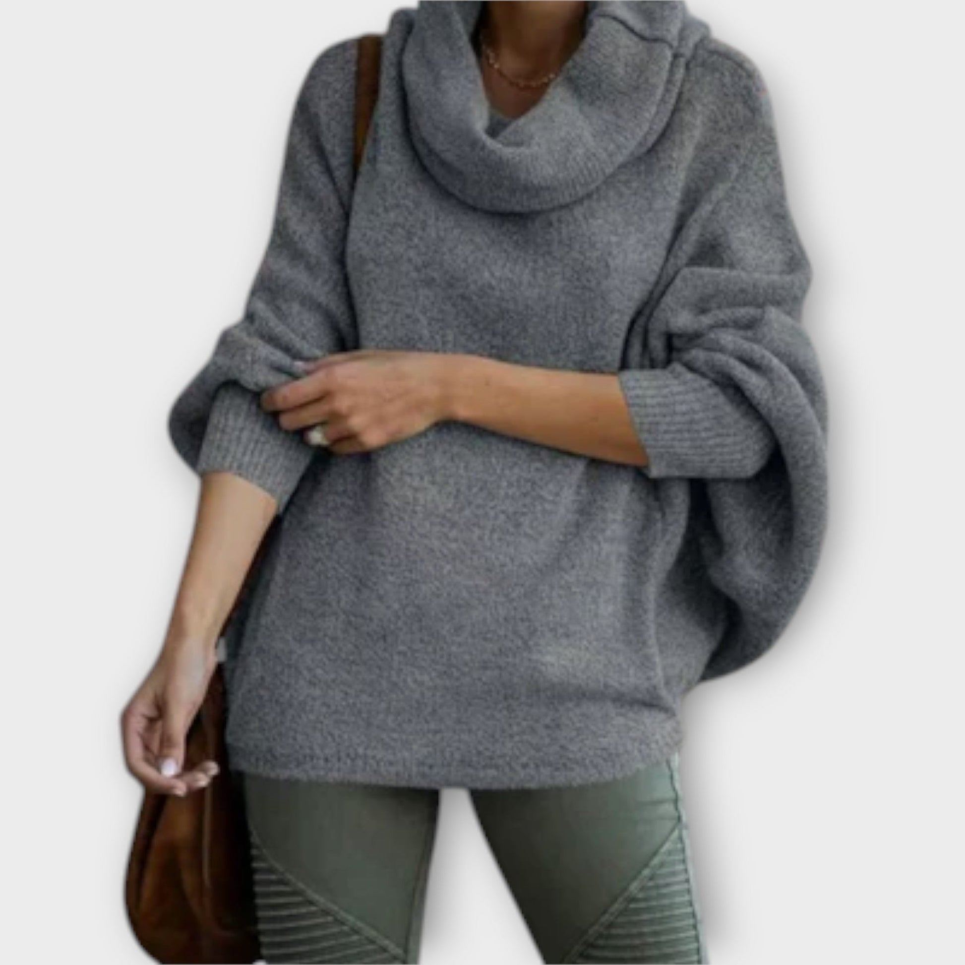 Eleganter Damenpullover Langarm Schildpatt-2