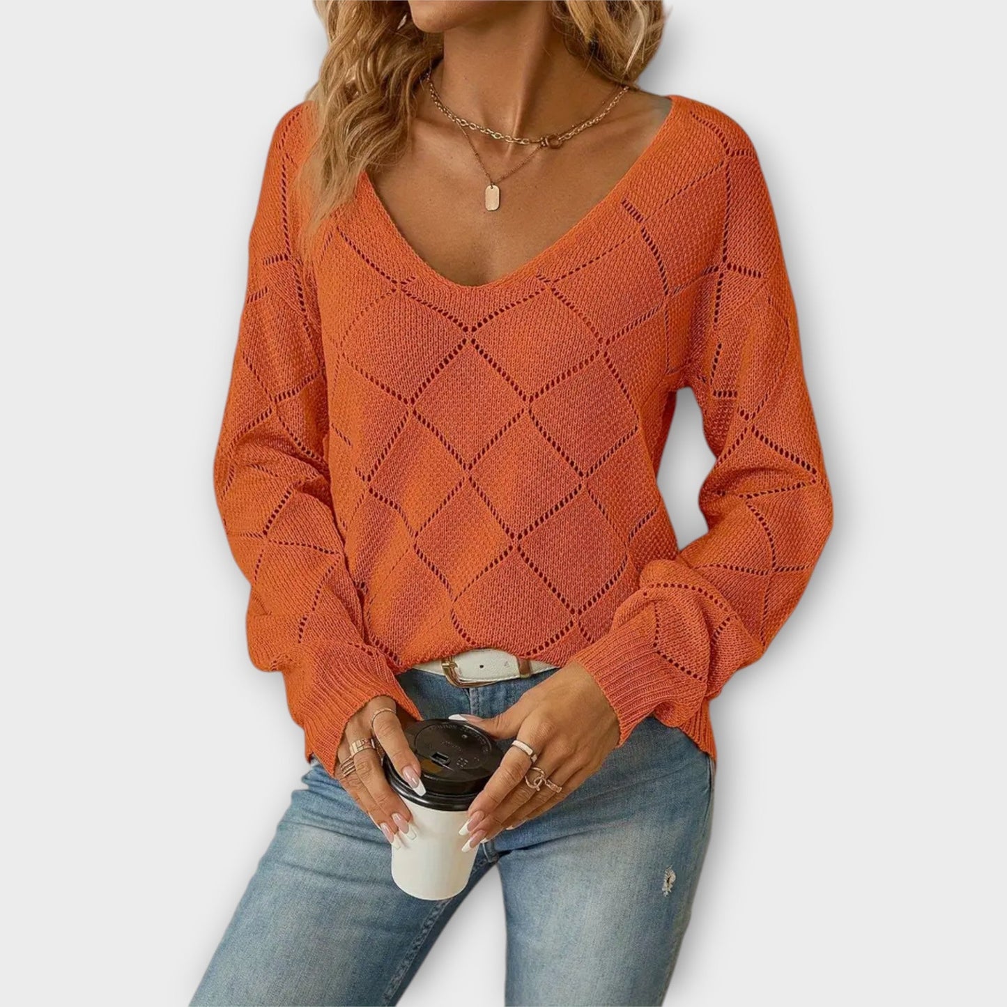 Variant image for Eleganter Damenpullover Langarm Baumwolle-5