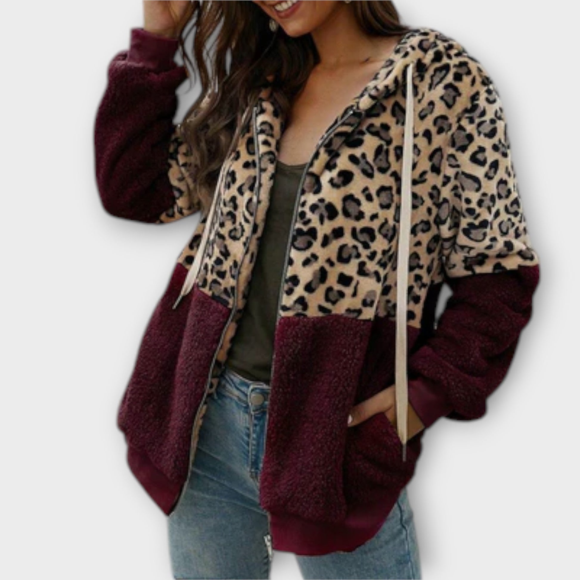 Damenpullover Fleece Leo Muster-2