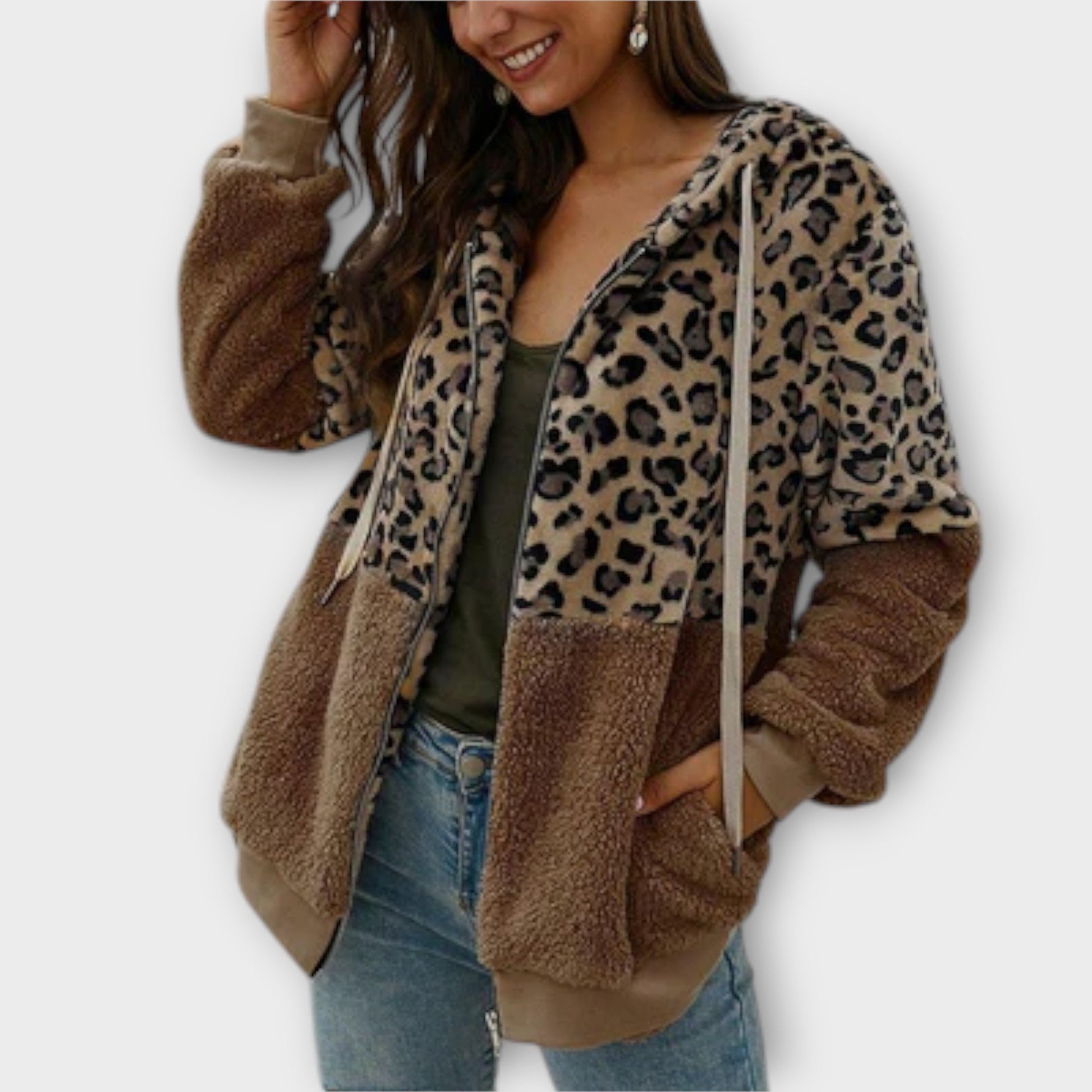 Damenpullover Fleece Leo Muster-3