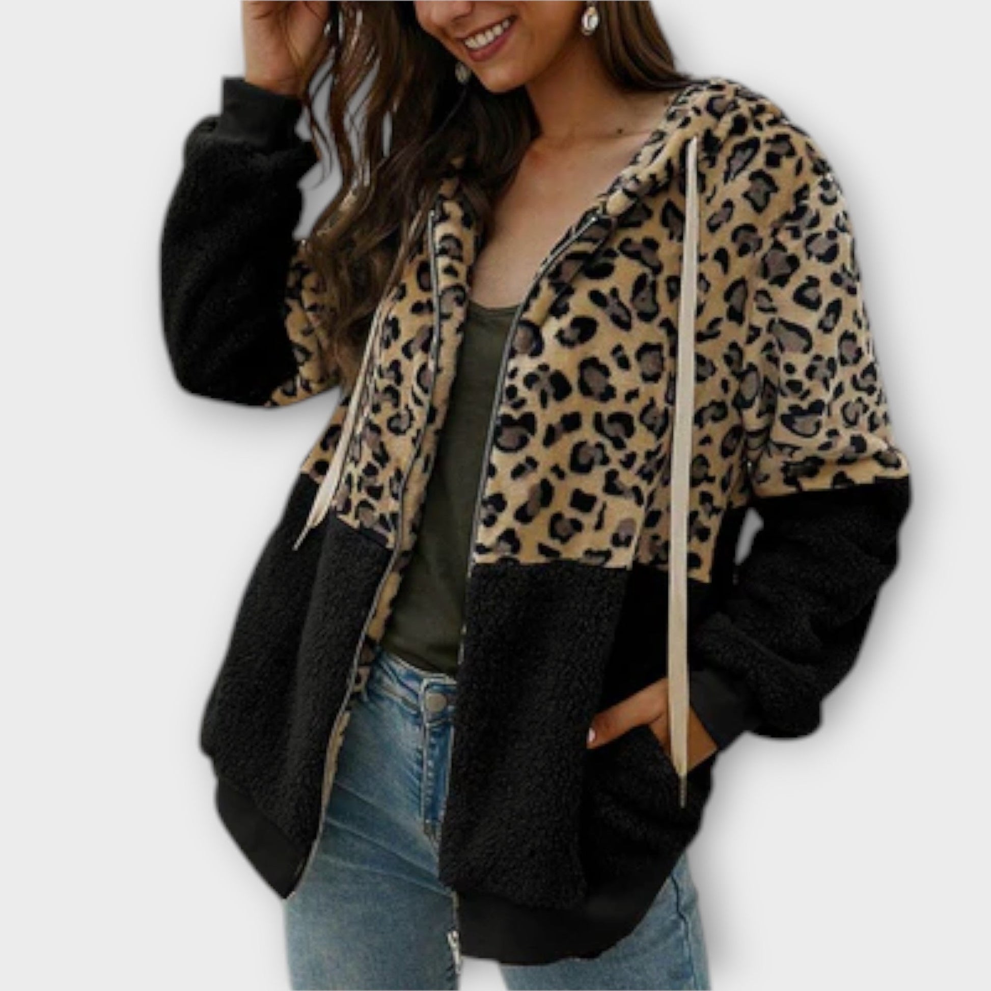 Damenpullover Fleece Leo Muster-4