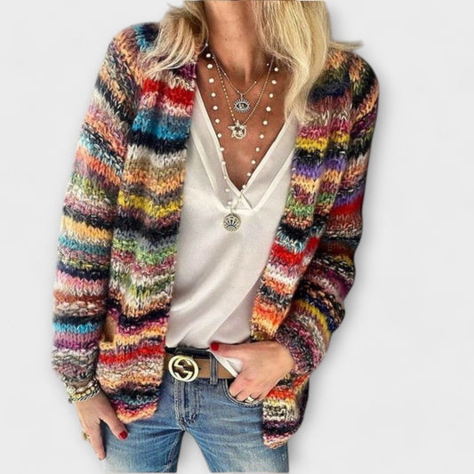 Lebhafte Strickjacke Damen Lang-1