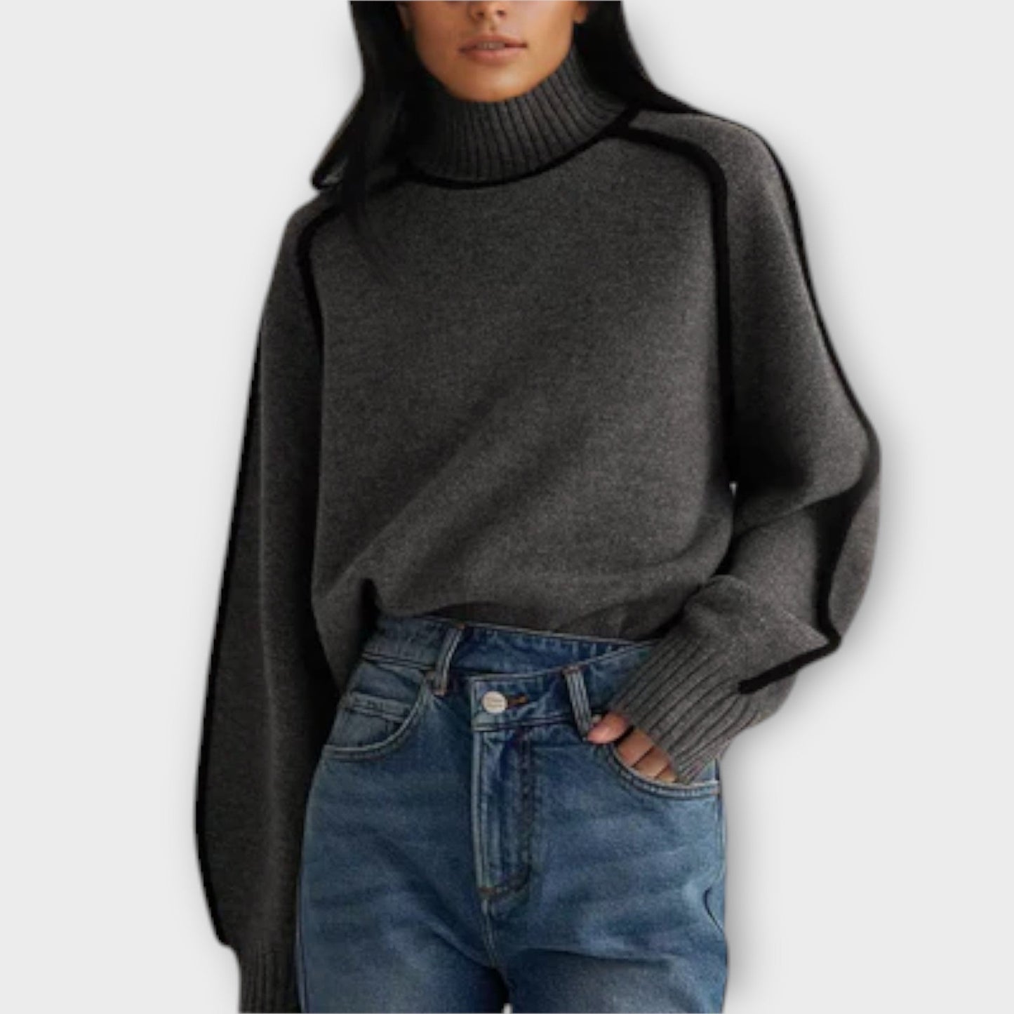 Variant image for Schwarzer Rollkragenpullover Damen-6